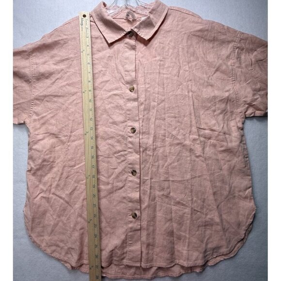 NWT Roxy Morning Time Women's Button Up Shirt Linen Blend Rose Cloud Solid Sz S - Picture 11 of 12